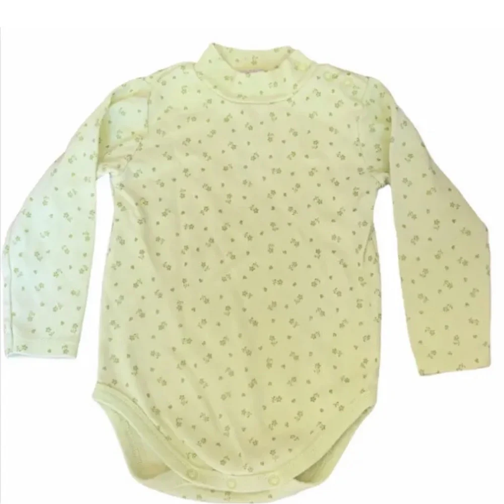 Children’s Place Bodysuit One Piece Mock Neck Long Sleeve Green Floral 24 Months